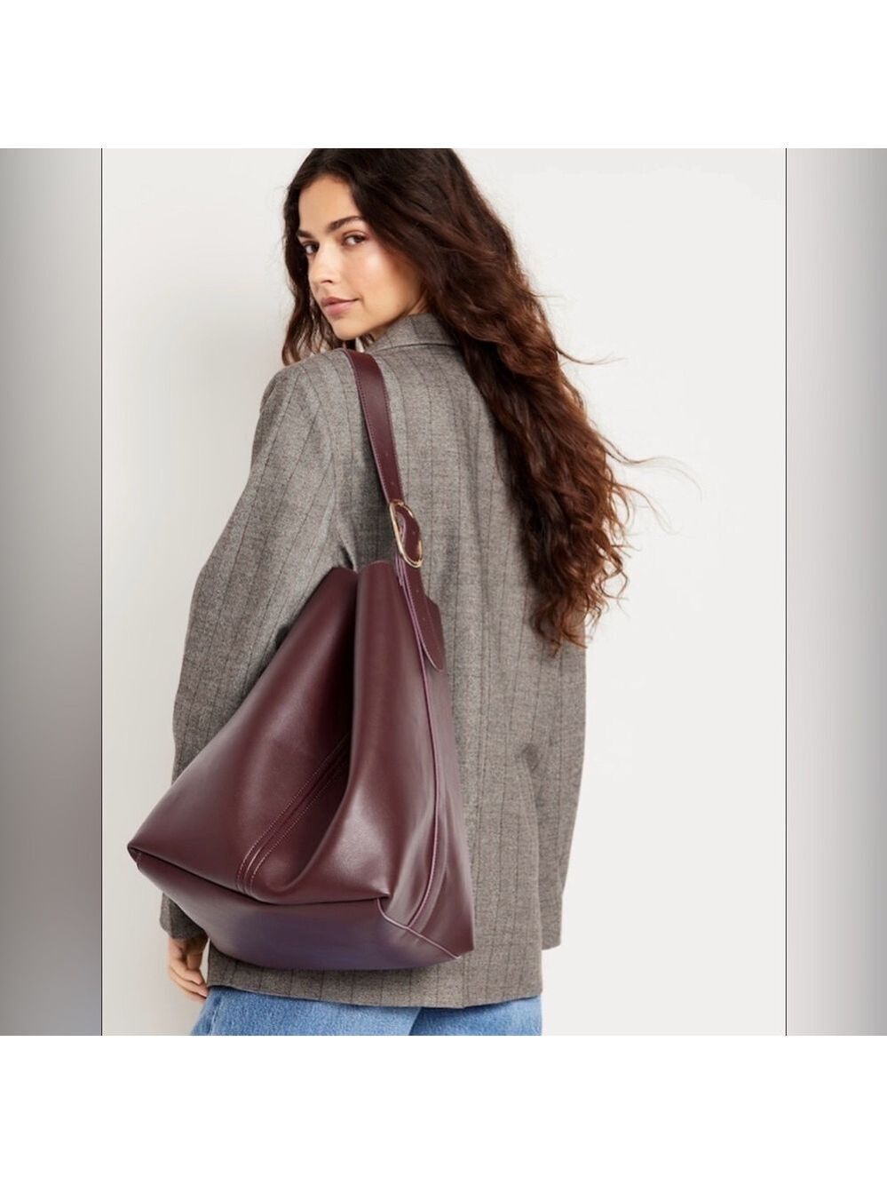Old Navy Large Faux Vegan Leather Carrie Tote Bag Purse NWT